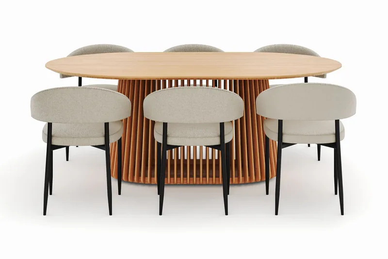 Peyra Matbord 200 cm Oval med 6 Sawako Stolar - Natur - Products - Möbler - Bord & matgrupp - Matgrupp