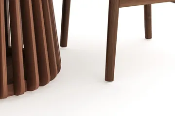 Peyra Matgrupp 120 cm Rund med 4 Dastoori Matstolar - Valnöt / Brun / Beige - Products - Möbler - Bord & matgrupp - Matgrupp