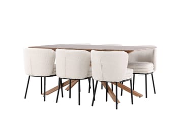 Piazza Matgrupp 180 cm Rektangulär med 6 Agnes stolar - Mocca/Vit - Products - Möbler - Bord & matgrupp - Matgrupp