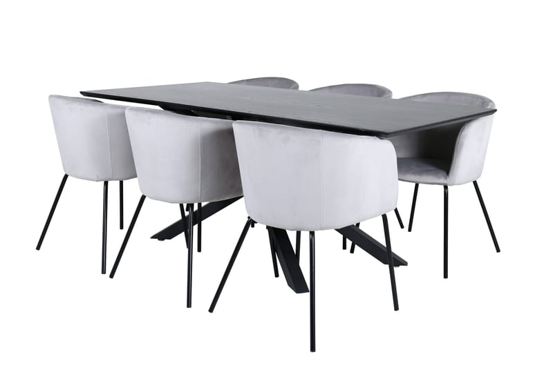 Piazza Matgrupp 180 cm Rektangulär med 6 Berit stolar, Svart