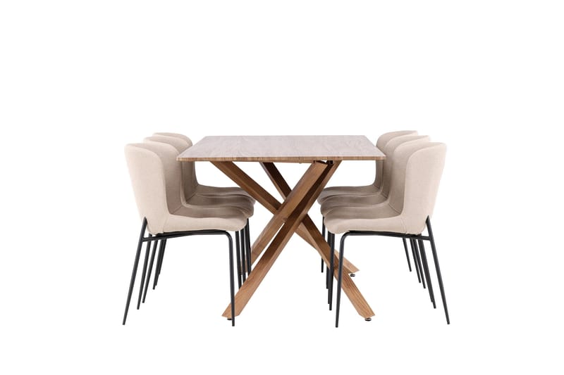 Piazza Matgrupp 180 cm Rektangulär med 6 Modesto stolar - Mocca/Beige - Products - Möbler - Bord & matgrupp - Matgrupp