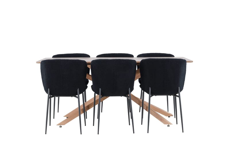 Piazza Matgrupp 180 cm Rektangulär med 6 Modesto stolar - Mocca/Svart - Products - Möbler - Bord & matgrupp - Matgrupp