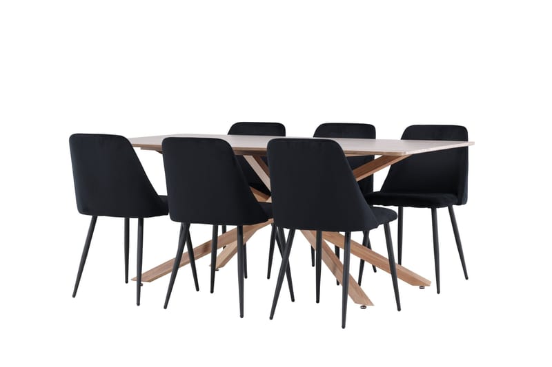 Piazza Matgrupp 180 cm Rektangulär med 6 Night stolar - Mocca/Svart - Products - Möbler - Bord & matgrupp - Matgrupp