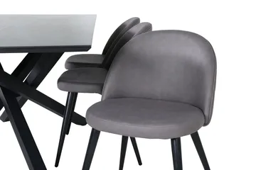 Piazza Matgrupp 180 cm Rektangulär med 6 Velvet stolar - Svart - Products - Möbler - Bord & matgrupp - Matgrupp