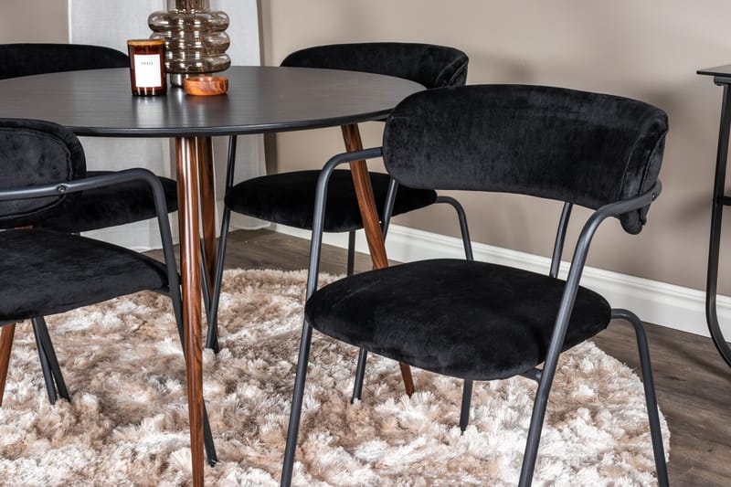 Plaza Matgrupp 100 cm Rund med 4 Arrow stolar - Svart - Products - Möbler - Bord & matgrupp - Matgrupp