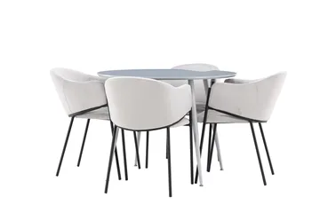 Plaza Matgrupp 100 cm Rund med 4 Evelina stolar - Grå/Grå - Products - Möbler - Bord & matgrupp - Matgrupp