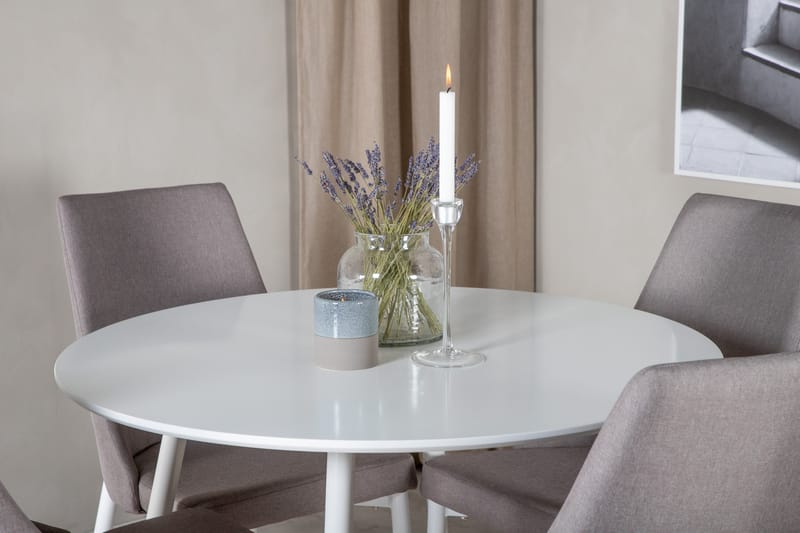 Plaza Matgrupp 100 cm Rund med 4 Leone stolar - Grå - Products - Möbler - Bord & matgrupp - Matgrupp