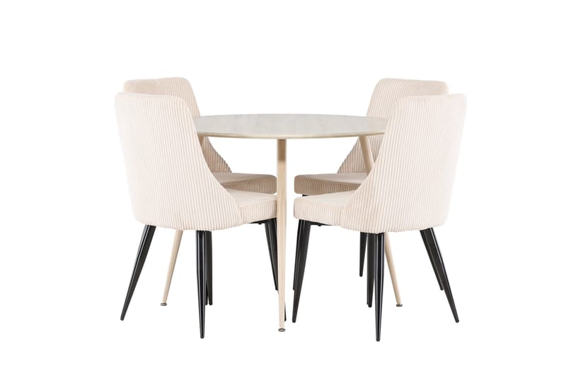 Plaza Matgrupp 100 cm Rund med 4 Leone stolar - Whitewash/Beige - Products - Möbler - Bord & matgrupp - Matgrupp