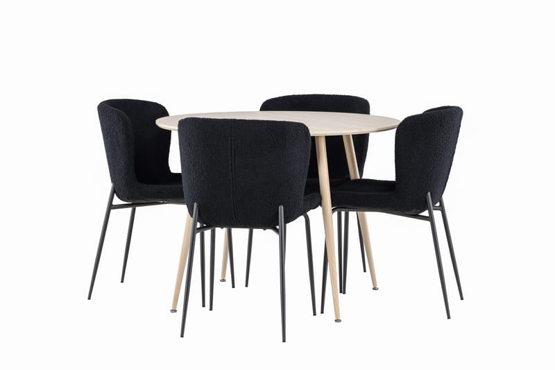 Plaza Matgrupp 100 cm Rund med 4 Modesto stolar - Whitewash/Svart - Products - Möbler - Bord & matgrupp - Matgrupp
