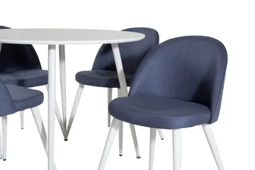 Plaza Matgrupp 100 cm Rund med 4 Velvet stolar - Blå - Products - Möbler - Bord & matgrupp - Matgrupp