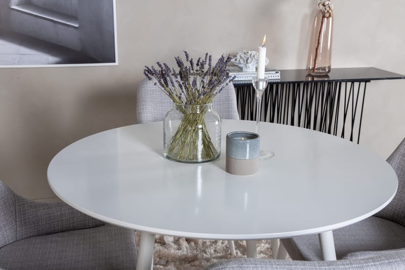 Plaza Matgrupp 100 cm Rund med 4 Plaza stolar - Grå - Products - Möbler - Bord & matgrupp - Matgrupp