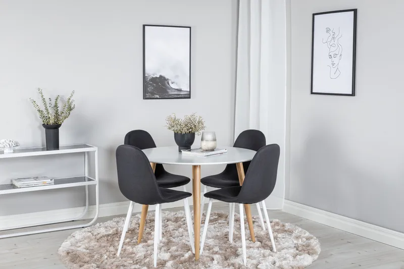 Plaza Matgrupp 100 cm Rund med 4 Polar stolar, Svart