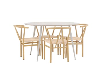 Plaza Matgrupp 120 cm Rund med 4 Alfons stolar - Beige/Beige - Products - Möbler - Bord & matgrupp - Matgrupp