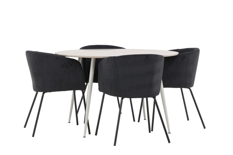 Plaza Matgrupp 120 cm Rund med 4 Berit stolar - Beige/Svart - Products - Möbler - Bord & matgrupp - Matgrupp