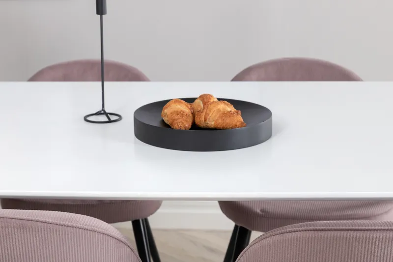 Polar Matgrupp 240 cm Rektangulär med 6 Velvet stolar - Svart - Products - Möbler - Bord & matgrupp - Matgrupp