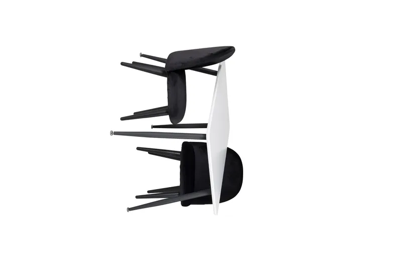 Polar Matgrupp 80 cm Rektangulär med 2 Velvet stolar - Svart - Products - Möbler - Bord & matgrupp - Matgrupp