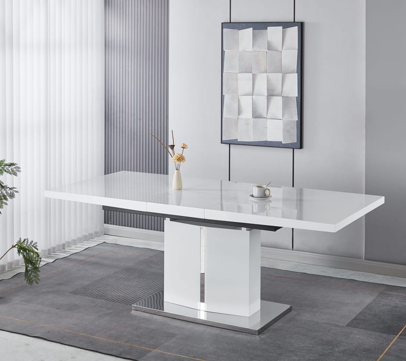 Rartliff matbord 160-200 cm förlängningsbart - Vit / Metall - Vit - Products - Möbler - Bord & matgrupp - Matbord & köksbord