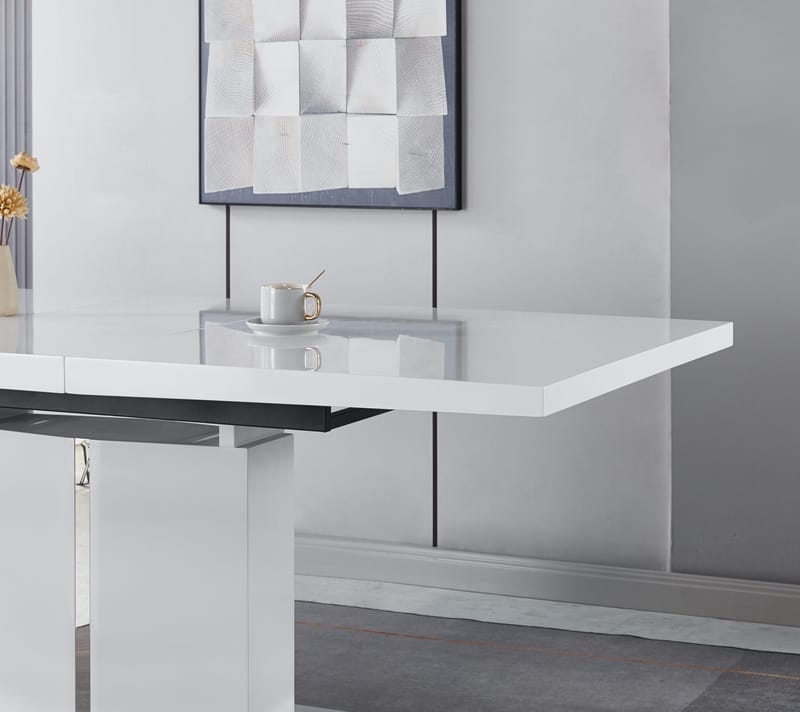 Rartliff matbord 160-200 cm förlängningsbart - Vit / Metall - Vit - Products - Möbler - Bord & matgrupp - Matbord & köksbord