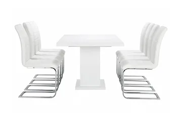 Ratliff Matgrupp 180 cm + 8 Sorado Stol - Vit/Krom - Products - Möbler - Bord & matgrupp - Matgrupp