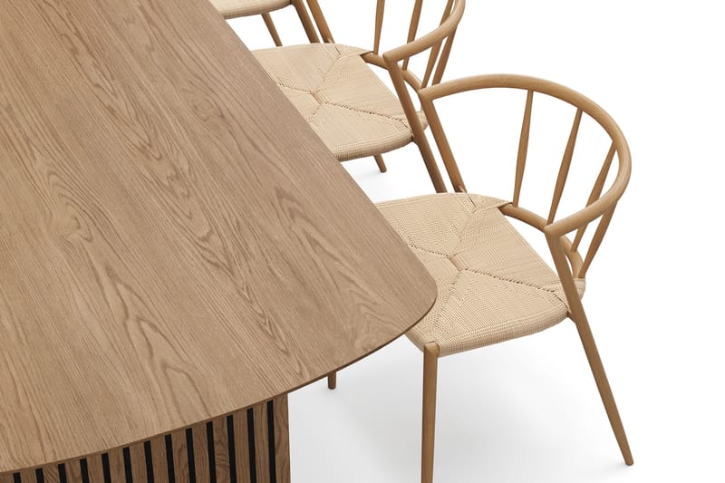 Richeto Matbord 180 cm med 6 Winston Matstolar - Naturlig finish / Beige / Metallben Ek - Products - Möbler - Bord & matgrupp - Matgrupp