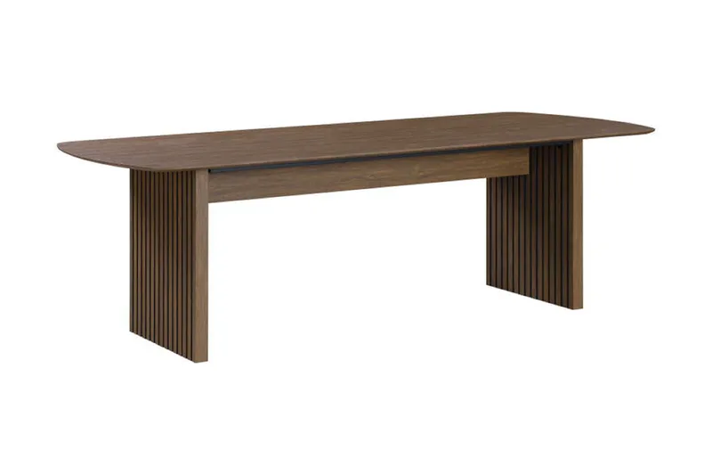 Richeto Matbord Rökt Ek 210 cm valnöt +  8 st Nibe stol brun med valnöt ben - Brun - Products - Möbler - Bord & matgrupp - Matgrupp