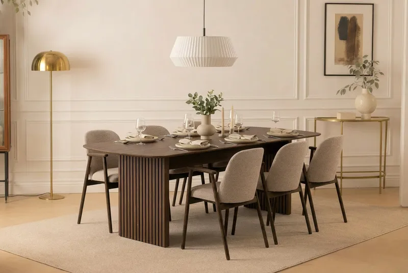 Richeto Matbord Rökt Ek 240 cm med 6 Reciclar Matstolar - Rökt ek/ Greige - Products - Möbler - Bord & matgrupp - Matgrupp