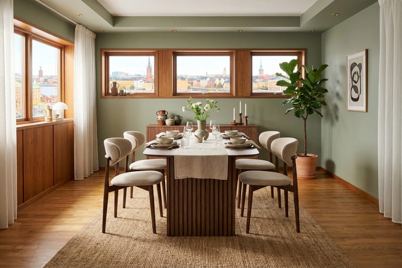 Richeto Matgrupp 180 cm Rökt ek med 4 Molly Matstolar - Rökt ek/Beige - Products - Möbler - Bord & matgrupp - Matgrupp