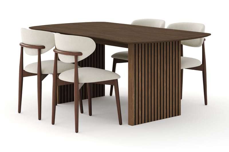 Richeto Matgrupp 180 cm Rökt ek med 4 Molly Matstolar, Rökt ek/Beige