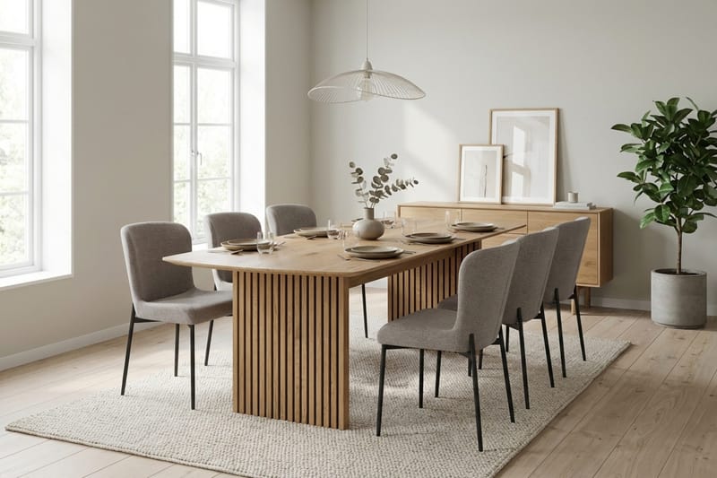 Richeto Matgrupp Ek 240 cm med 6 Elsie Matstolar - Ek/Ljusgrå - Products - Möbler - Bord & matgrupp - Matgrupp