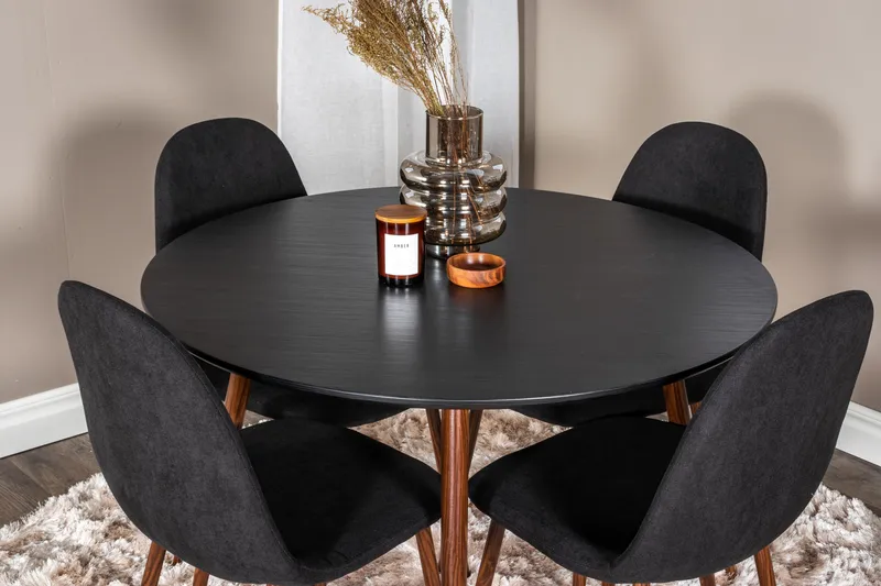 Ridones Matgrupp inkl 4 Ypas Stolar - Svart/Brun - Products - Möbler - Bord & matgrupp - Matgrupp