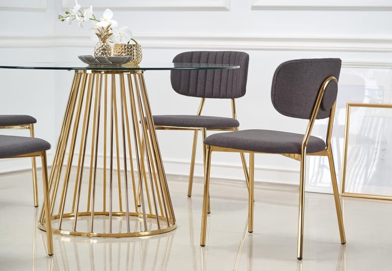 Runt matbord Ø120 cm Glas / Guld - Liverpool - Guld - Products - Möbler - Bord & matgrupp - Matbord & köksbord