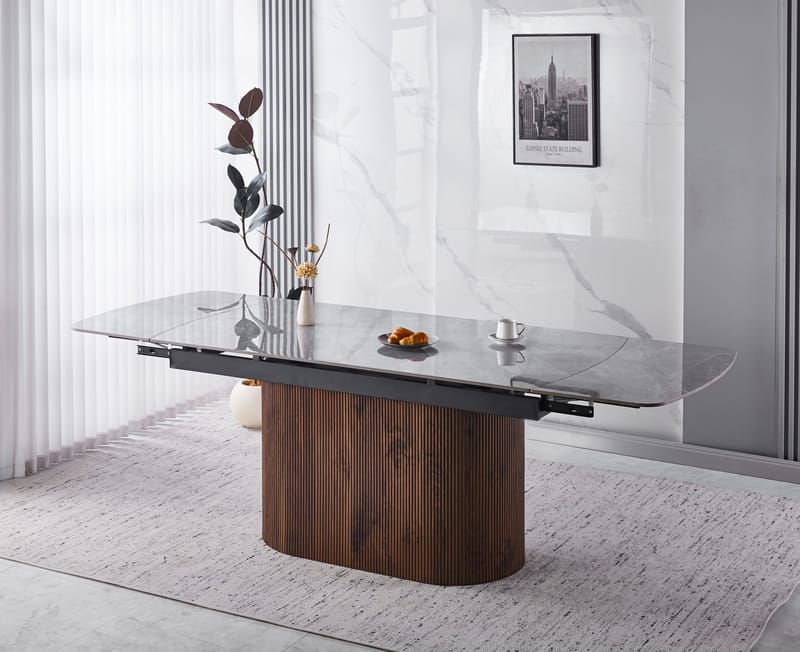 Salvador matbord 160-240 cm med grå keramisk sten / Valnöt - Grå keramisk sten / Valnöt - Products - Möbler - Bord & matgrupp - Matbord & köksbord