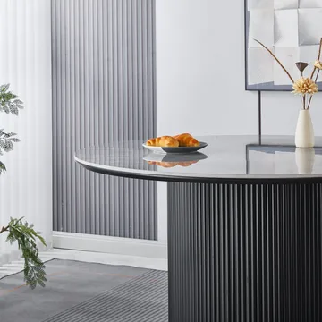 Salvador runt matbord Ø120 cm med grå keramisk sten - Grå keramisk sten - Products - Möbler - Bord & matgrupp - Matbord & köksbord