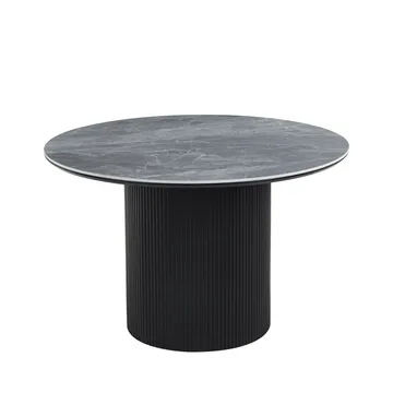 Salvador runt matbord Ø120 cm med grå keramisk sten - Grå keramisk sten - Products - Möbler - Bord & matgrupp - Matbord & köksbord