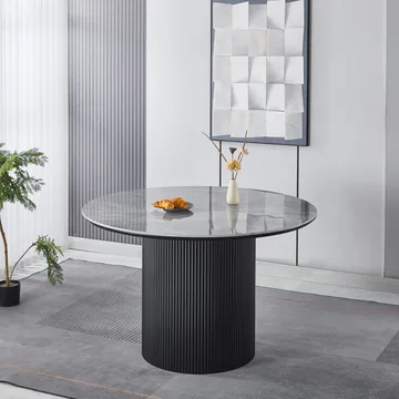 Salvador runt matbord Ø120 cm med grå keramisk sten - Grå keramisk sten - Products - Möbler - Bord & matgrupp - Matbord & köksbord