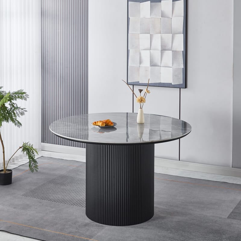 Salvador runt matbord Ø120 cm med grå keramisk sten - Grå keramisk sten - Products - Möbler - Bord & matgrupp - Matbord & köksbord