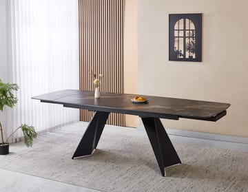 Saturnus matbord förlängningsbart 165-240 cm - Keramisk toppskiva - Matt svart/grå/brun marmormönstrad - Products - Möbler - Bord & matgrupp - Matbord & köksbord