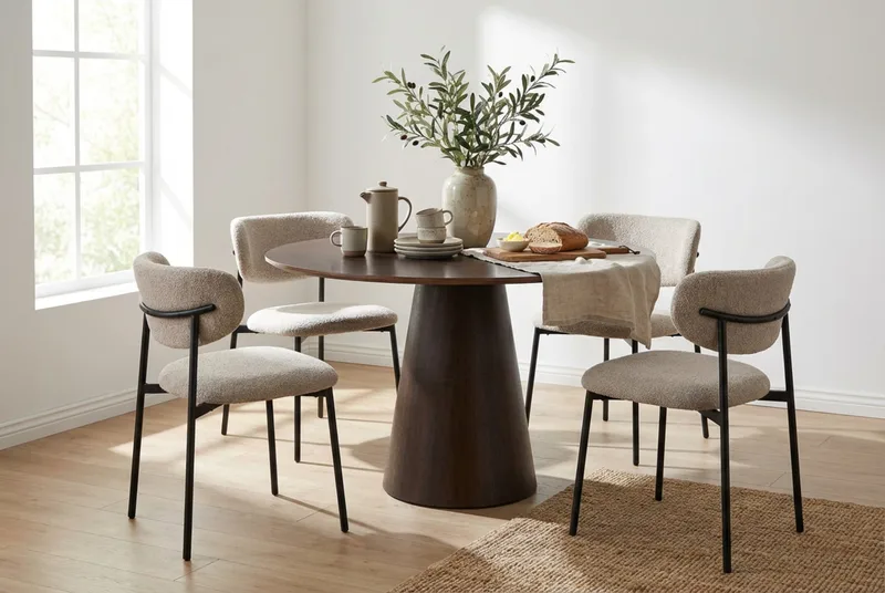 Siena Matgrupp runt 110 cm Rökt Ek med 4 Lucy Matstolar - Rökt Ek - Products - Möbler - Bord & matgrupp - Matgrupp