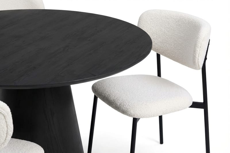 Siena Matgrupp runt 110 cm Svart med 4 Lucy Matstolar - Svart - Products - Möbler - Bord & matgrupp - Matgrupp