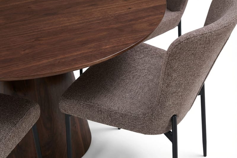 Siena Matgrupp runt 110 cm Valnöt med 4 Elsie Matstolar - Valnöt/Grå - Products - Möbler - Bord & matgrupp - Matgrupp