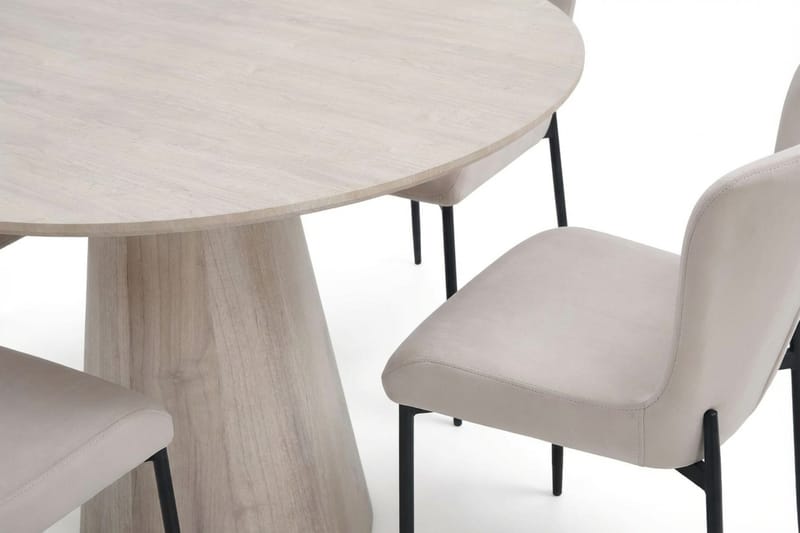 Siena Matgrupp runt 110 cm Vitlaserad med 4 Elsie Matstolar - Vitlaserad/Beige - Products - Möbler - Bord & matgrupp - Matgrupp