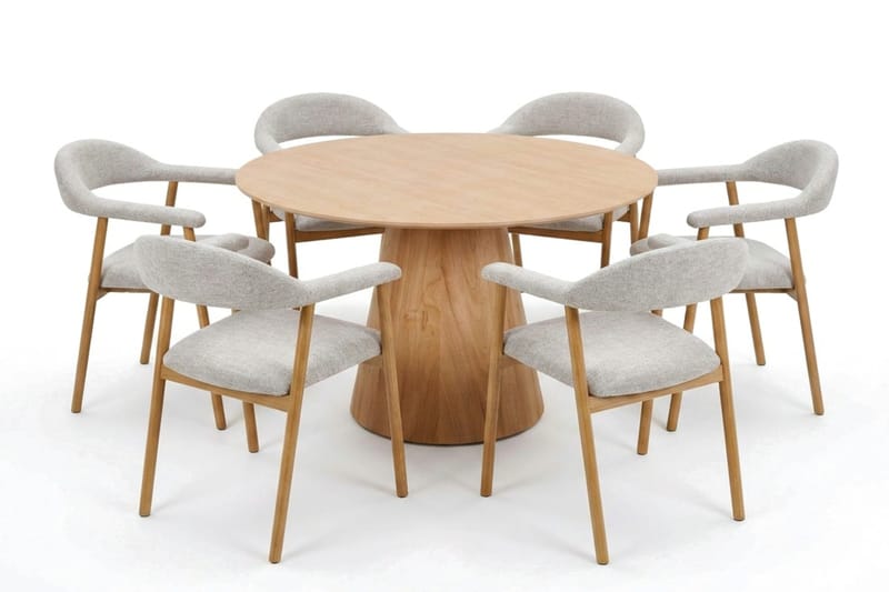 Siena Matgrupp runt 130 cm Ek med 4 Ronja Matstolar - Sand/Ek - Products - Möbler - Bord & matgrupp - Matgrupp