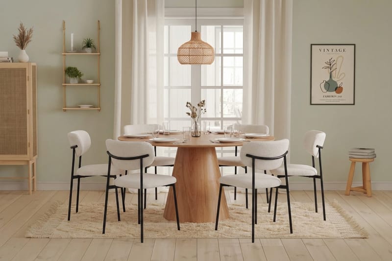 Siena Matgrupp runt 130 cm Ek med 6 Lucy Matstolar - Ek - Products - Möbler - Bord & matgrupp - Matgrupp