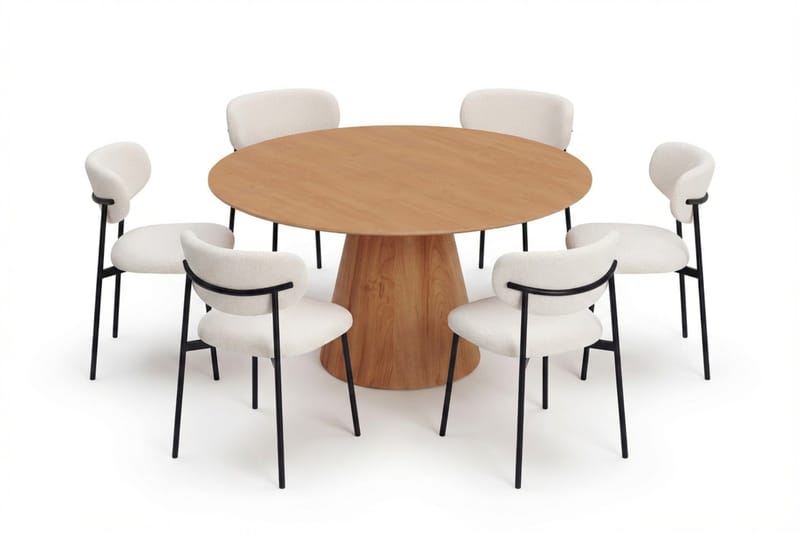 Siena Matgrupp runt 150 cm Ek med 6 Lucy Matstolar, Ek