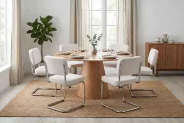 Siena Matgrupp runt 150 cm Ek med 6 Milva Matstolar - Ek - Products - Möbler - Bord & matgrupp - Matgrupp