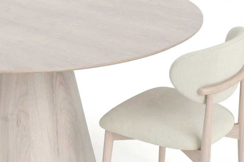 Siena Matgrupp runt 150 cm Vitlaserad med 6 Molly Matstolar - Vitlaserad - Products - Möbler - Bord & matgrupp - Matgrupp