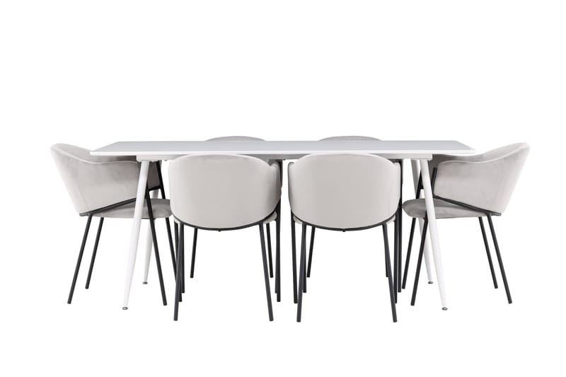 Silar Matgrupp 180 cm Rektangulär med 6 Evelina stolar - Vit/Grå - Products - Möbler - Bord & matgrupp - Matgrupp