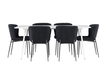 Silar Matgrupp 180 cm Rektangulär med 6 Modesto stolar - Vit/Svart - Products - Möbler - Bord & matgrupp - Matgrupp