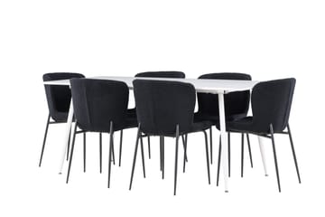 Silar Matgrupp 180 cm Rektangulär med 6 Modesto stolar - Vit/Svart - Products - Möbler - Bord & matgrupp - Matgrupp