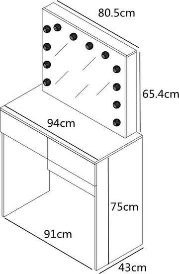 Facada vitt sminkbord med belysning 94 x 43 cm - Vit - Products - Möbler - Bord & matgrupp - Sminkbord & toalettbord